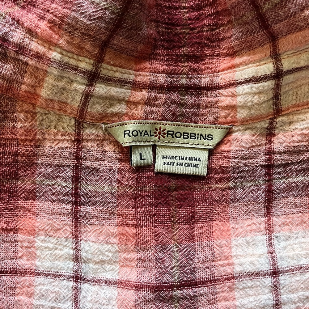 Royal Robbins Red and White Plaid Casual Button Down Shirt SZ L Streetwear Relax - Picture 13 of 14
